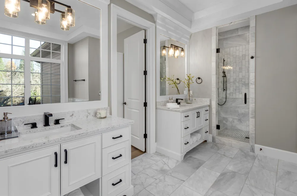 Luxury white marble bathroom renovation